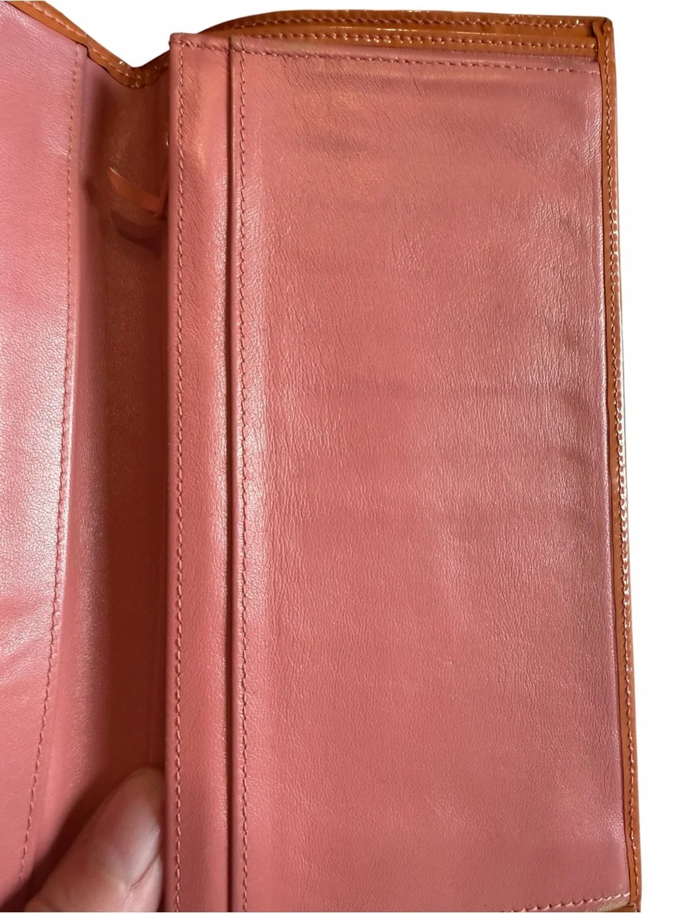 Vintage Chanel Terracotta/Coral Patent Leather Bifold Wallet